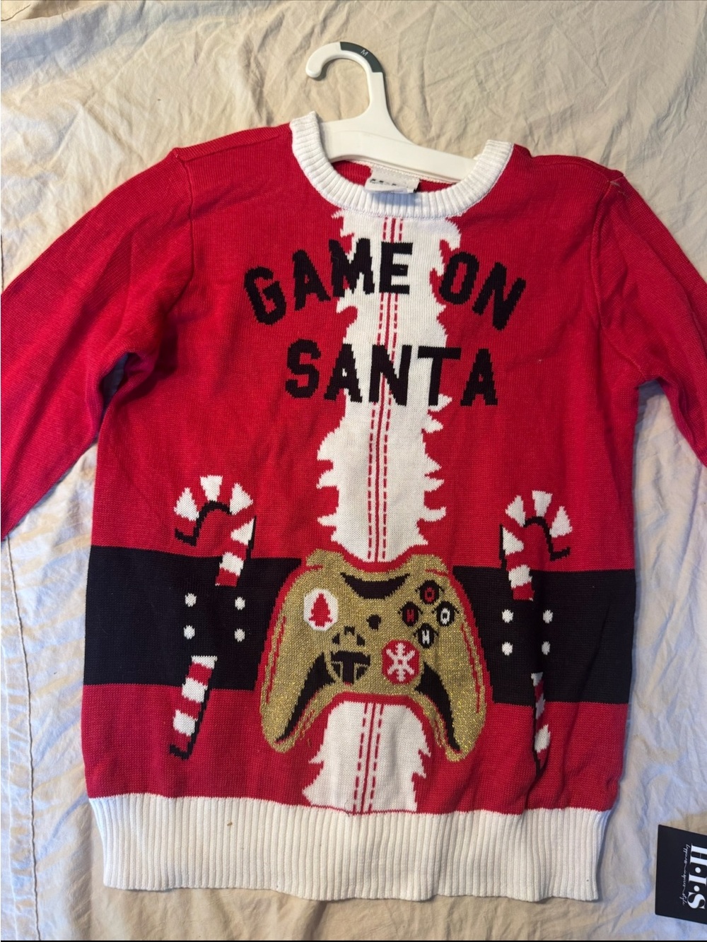 H.I.S Kids Game On Santa Ugly Christmas Sweater Youth M NWT